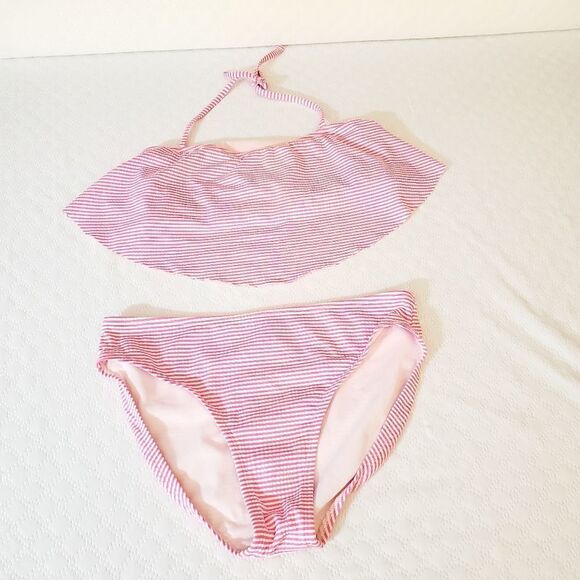 Cat & Jack White and Pink Striped Swimset Size 14-16 ( Girls ) - Picture 2 of 11